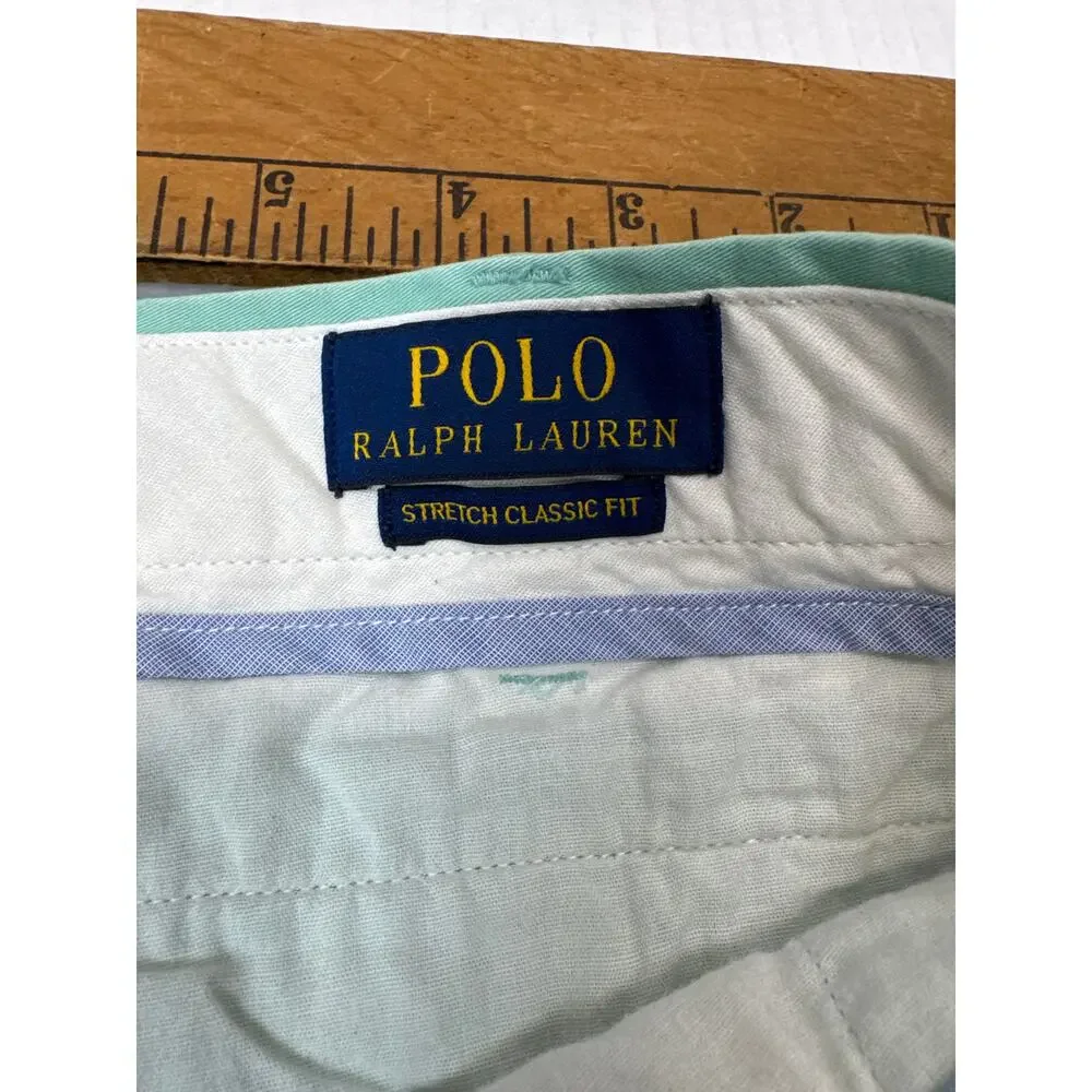 Polo Ralph Lauren Seafoam Stretch Classic Fit 9” Chino‎ Golf Shorts Mens Size 38